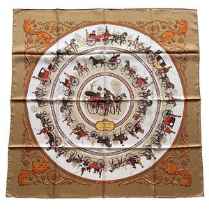 Vintage Hermès Scarf: La Promenade de Longchamps. Regal Pageantry by P. Ledoux